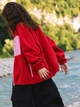 Жіноча флісова кофта на затяжках / Червоний 42-46 / BASED 0145930 - зображення 3