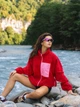 Жіноча флісова кофта на затяжках / Червоний 42-46 / BASED 0145930 - зображення 4