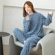 Жіночий махровий піжамний комплект Косичка теплий домашній одяг One Size темно-блакитний - зображення 3