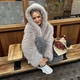 Еко-шуба з капюшоном на синтепоні М попелясто-сірий - зображення 2