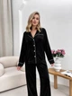 Велюрова піжама з контрастним кантом 46-48 чорний - зображення 2
