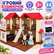 Игровой домик для кукол S01-1, 2 этажа, 2 кролика с флоковым покрытием, мебель, подсветка - изображение 2