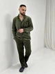 Мужская пижама двойка рубашка и брюки из велюра на пуговицах для сна 2XL-3XL Хаки (DO2833) - изображение 1