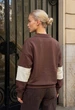 Женская олимпийка стаф коричневая молочная оверсайз флисовая Staff mok brown & milk oversize fleece XS-S (406396) - изображение 2