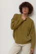 В’язаний джемпер oversize з декоративними швами - хакі колір, ONE SIZE - зображення 5