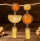 Жіночі сережки асіметрічні підвіски Fashion jewelry Айворі помаранч - зображення 2