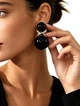 Жіночі сережки "Вісімки" 3.8 см jewelry Чорні - зображення 3