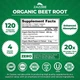 Добавка премиум-класса поддержка оксида азота Zazzee Organic Beet Root 120 капсул - изображение 2