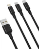 Кабель XO NB173 3 IN 1 USB cable 1.2 м Black (6920680876235) - зображення 1