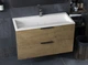 Тумба лакированная, подвесная Luxor Tina 100 Дуб, с умывальником Loft Low 100 - изображение 1