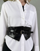 Пояс - корсет баска жіночий з екошкіри з ременем на талію широкий, чорний, пряжка золота - зображення 1