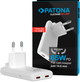 Ładowarka PATONA Premium GaN PD65W 2x USB-C PD3.0 QC3.0 White (4055655259163) - obraz 2