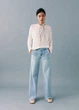 Джинси для дівчинки Mango блакитний XS (158) Wide Leg, із накладними кишенями та бахромою - изображение 3