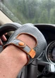 Чоловічі шкіряні автомобільні рукавички Fiorgini Premium fingerless Розмір 9 (L) Cірий колір шкіри з помаранчевим акцентом (22171) - зображення 6