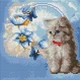 Алмазная мозаика на подрамнике ColorArt Котик с цветами 20х20 DDP1216 + Подарок лак для покрытия, полная выкладка, квадратные алмазики, набор для творчества и рукоделия - изображение 2