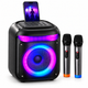 Портативная караоке-колонка с 2 микрофонами, Bluetooth, RGB LED, TWS, 25 Вт, 8" - изображение 2