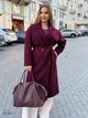 Женское кашемировое пальто на запах с поясом на пуговицах осень зима 48-50 бордовый - изображение 1
