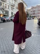 Женское кашемировое пальто на запах с поясом на пуговицах осень зима 48-50 бордовый - изображение 7