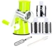 Овочерізка 3в1 для овочів та фруктів Kitchen Master мультислайсер ручний на присосці, ручна терка шатківниця з 3 насадками з нержавіючої сталі та штовхачем - зображення 3
