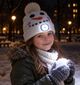 Шапка детская зимняя Снеговик с LED фонариком, теплая вязаная с помпоном, цвет: белый-черный - изображение 2