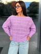 Жіночий вʼязаний ажурний светр AMMI, колір Бузок розмір One Size - изображение 1