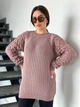 Подовжений вʼязаний жіночий светр KAMILA, колір Темна пудра розмір One Size - изображение 11