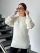 Подовжений вʼязаний жіночий светр KAMILA, колір Білий розмір One Size - изображение 7