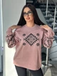 Жіночий вʼязаний светр CHARIVNA KRASA, колір Пудра світла розмір One Size - изображение 4