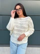 Жіночий вʼязаний ажурний светр AMMI, колір Білий розмір One Size - зображення 1