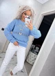 Жіночий вʼязаний ажурний светр LILIA, колір Блакиний розмір One Size - зображення 5