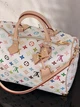 Жіноча сумка Louis Vuitton Speedy 30 Monogram Multicolore White з фурнітурою золотистого кольору та обробкою зі світлої шкіри Vachetta. - зображення 6