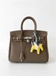 Жіноча сумка Hermès Birkin 30 30*26*14 cм сіро-оливкова (Etoupe/Olive) зі сріблястою фурнітурою, підвіскою-конячкою та шовковою хусткою. - зображення 1