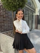Школьная блузка для девочки подростковая на 1 сентября, праздничная, белая рубашка с длинным рукавом IRmAS 1389 рост размер 152 со стразами - изображение 14