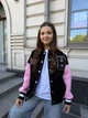 Бомбер для дівчинки тепла кофта підліткова утеплена толстовка дитяча на флісі без капюшона IRmAS 1395 розмір зріст 146 чорний - зображення 2
