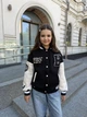 Бомбер для дівчинки тепла кофта підліткова утеплена толстовка дитяча на флісі без капюшона IRmAS 1396 розмір зріст 152 чорний - зображення 4
