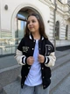 Бомбер для дівчинки тепла кофта підліткова утеплена толстовка дитяча на флісі без капюшона IRmAS 1396 розмір зріст 140 чорний - зображення 7