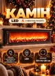 Декоративний світлодіодний камін з LED підсвіткою імітацією полум'я вогню 101х14х28 см нічник світильник камін новорічний для декору в кімнату від мережі DC та батарейок 3хC 1.5V Коричневий - зображення 1