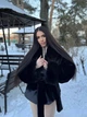 Утепленная оверсайз шуба из эко меха кролик 42-48 черный - изображение 2
