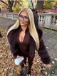 Укорочена шуба з хутра 42-48 шоколад - зображення 2