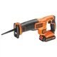 Пила шабельна акумуляторна BLACK+DECKER BDCR18 (150 мм, 3000 об/хв) + 1АКБ 1.5Ah + ЗП сабельна ручна ножівка (44240) - зображення 1