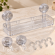Прозрачная настенная полка для ванной комнаты на вакуумных присосках без сверления, 36×10 см, 4 крючка - изображение 6