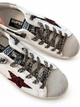 Жіночі кеди Golden Goose біло-сріблясті з натуральної шкіри та замші з бордовою блискучою зіркою розмір 36 - зображення 2