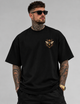 Мужская футболка оверсайз XXL с принтом Пчела и Корона, черная футболка streetwear с рисунком на спине - изображение 1