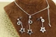Набор Stainless steel серьги с кулоном Звезда с чернением серебристый - изображение 1