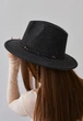 Шерстяная шляпа Федора с декором и цепочкой PEARL WOOL HAT черная - изображение 3