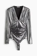 Боди-топ H&M 1264764002c72 XL серебристое (100017338) - изображение 1