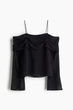 Блуза з відкритими плечима H&M 1230671001c72 S чорна (100017335) - зображення 1