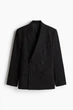 Двобортний піджак regular fit H&M 1254480001c72 52 чорний (100017501) - зображення 6