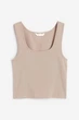 Кроп топ из хлопка H&M 1170059003c72 M бежевый (100017424) - изображение 1