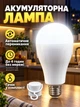 Аккумуляторная аварийная светодиодная LED лампа FAE-3920 20 Вт E27 под 2 аккумулятора 18650 с крючком автономная лампочка при отключении света без аккумуляторов в комплекте холодный белый свет для дома дачи гаража офиса кемпинга палатки туризма 220В - изображение 1